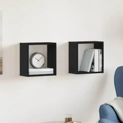 vidaXL Estantes cubo de pared 2 uds madera 30x15x30 cm Roble negro Online