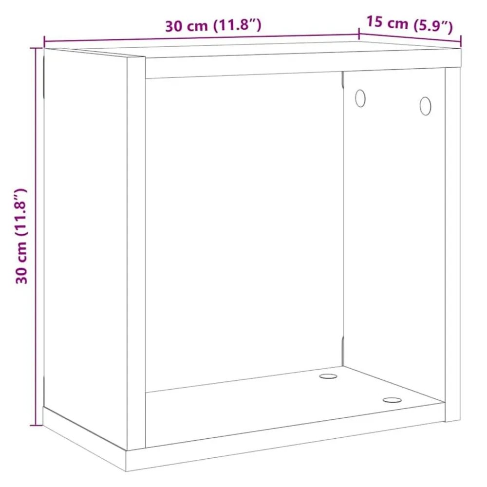 vidaXL Estanterías-Estantes cubo de pared 2 uds 30x15x30 cm