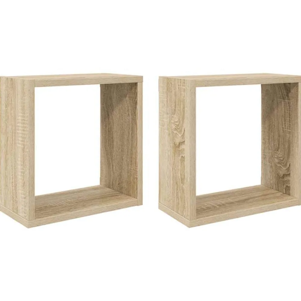 vidaXL Estantes cubo de pared 2 unidades 30x15x30 cm Roble Sonoma