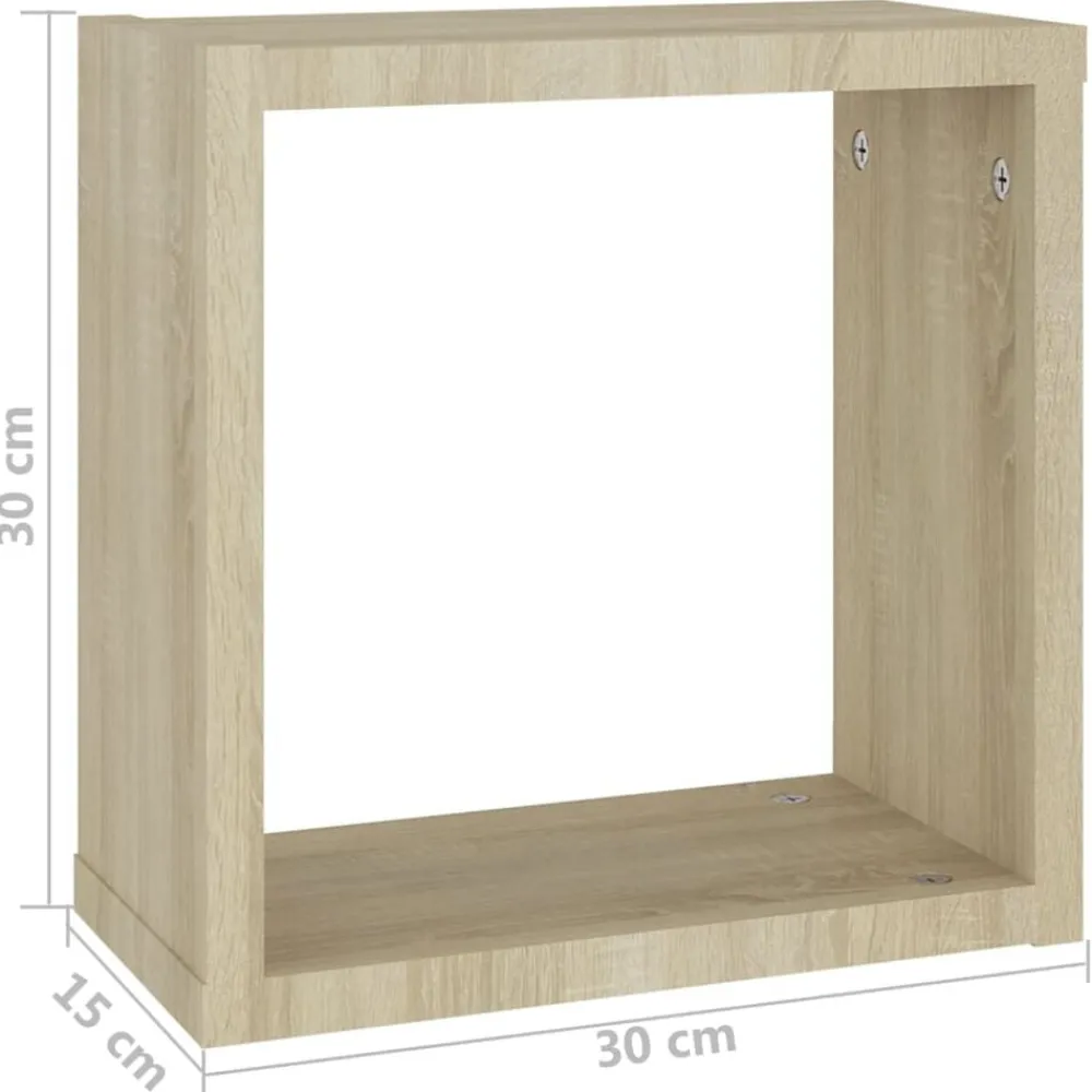 vidaXL Estantes cubo de pared 2 unidades 30x15x30 cm Roble Sonoma