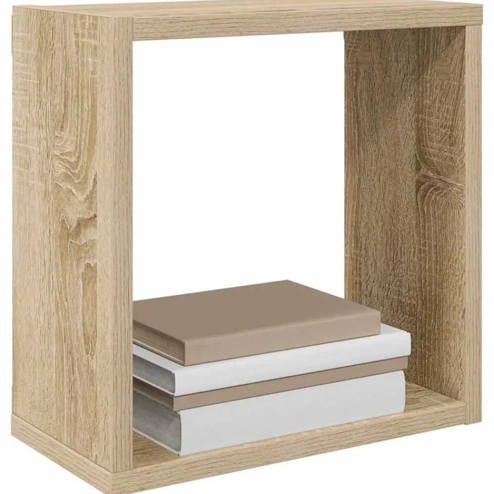 vidaXL Estantes cubo de pared 2 unidades 30x15x30 cm Roble Sonoma