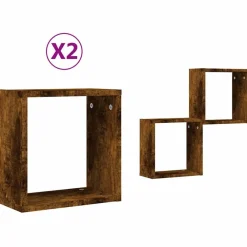 vidaXL Estantes cubo de pared 2 unidades 30x15x30 cm Roble ahumado New