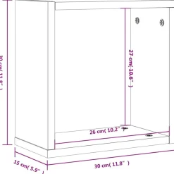 vidaXL Estantes cubo de pared 2 unidades 30x15x30 cm Roble ahumado New
