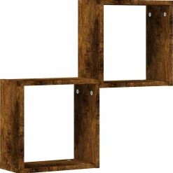 vidaXL Estantes cubo de pared 2 unidades 30x15x30 cm Roble ahumado New