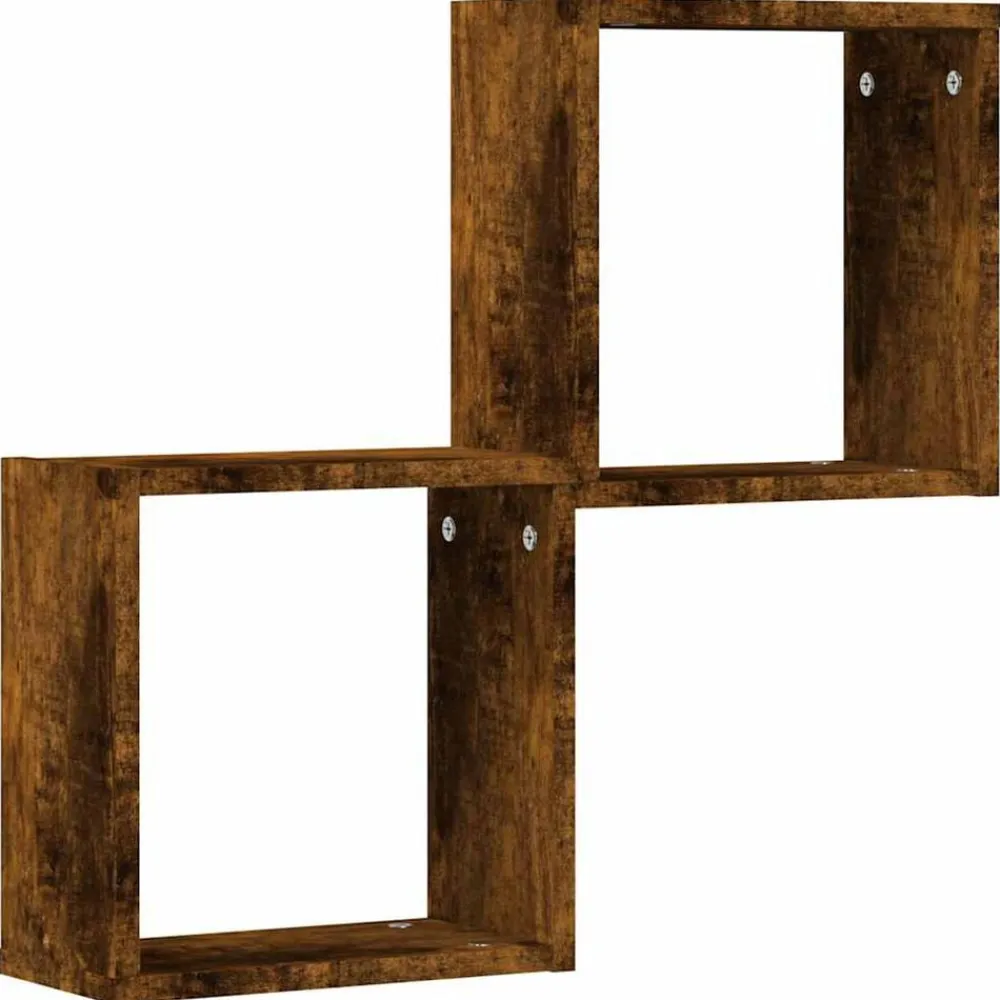 vidaXL Estantes cubo de pared 2 unidades 30x15x30 cm Roble ahumado New