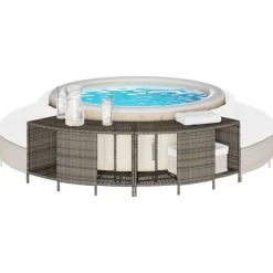 vidaXL Estantes de almacenaje bañera hidromasaje 2 uds ratán PE Gris New