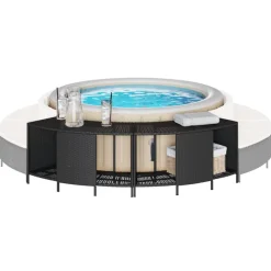 vidaXL Estantes de almacenaje bañera hidromasaje 2 uds ratán PE Negro Best