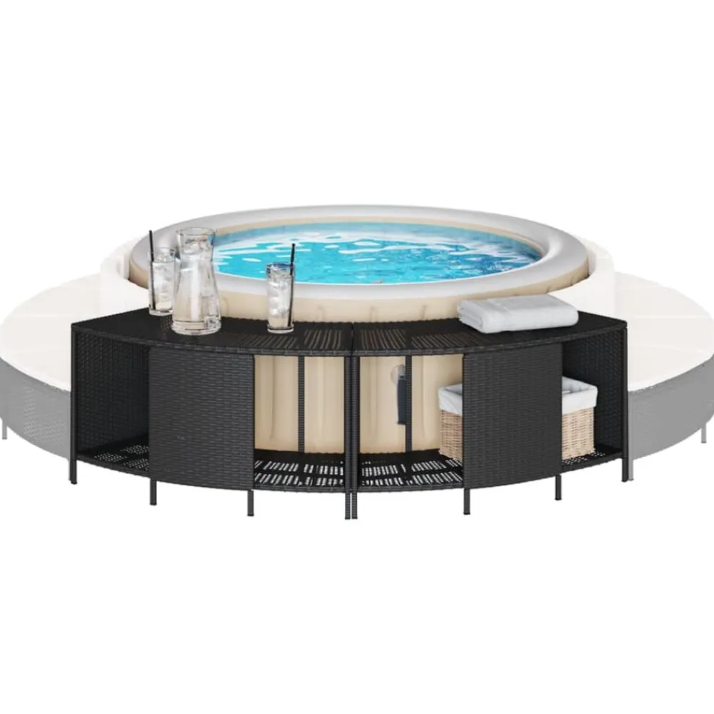 vidaXL Estantes de almacenaje bañera hidromasaje 2 uds ratán PE Negro Best