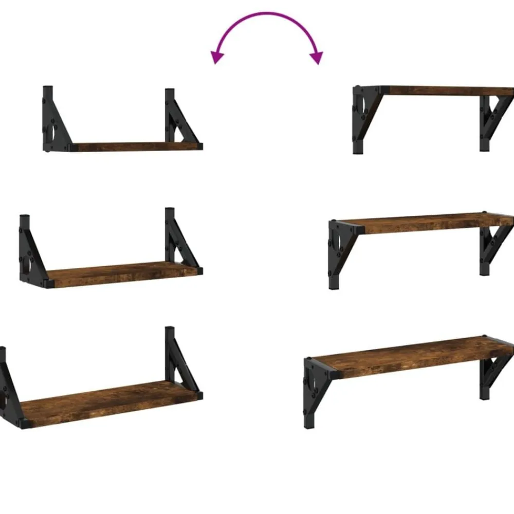 vidaXL Estanterías-Estantes de pared 3 pzas madera de ingeniería