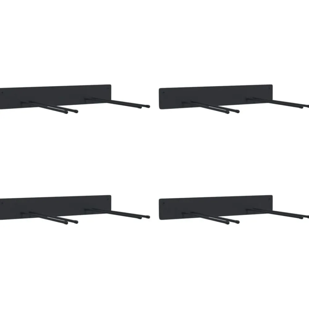 vidaXL Accesorios De Bricolaje-Estantes de pared de jardín para herramientas 4 uds acero negro