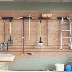 vidaXL Accesorios De Bricolaje-Estantes de pared de jardín para herramientas 4 uds acero negro
