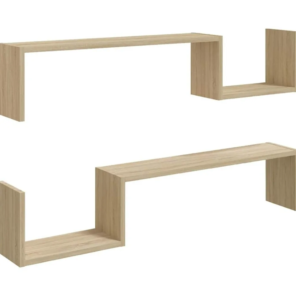 vidaXL Estantes de pared 2 uds madera de ingeniería roble 100x15x20 cm Roble Sonoma Best
