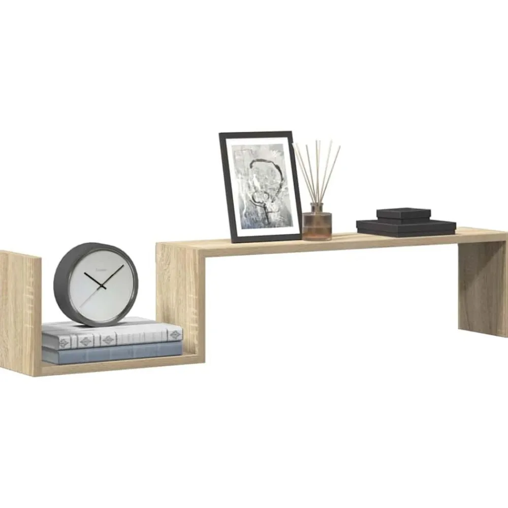vidaXL Estantes de pared 2 uds madera de ingeniería roble 100x15x20 cm Roble Sonoma Best