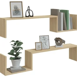vidaXL Estantes de pared 2 uds madera de ingeniería roble 100x15x20 cm Roble Sonoma Best