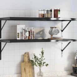 vidaXL Estanterías-Estantes de pared 2 uds acero inoxidable 100x40 cm
