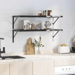 vidaXL Estanterías-Estantes de pared 2 uds acero inoxidable 100x40 cm