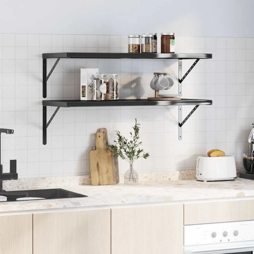 vidaXL Estanterías-Estantes de pared 2 uds acero inoxidable 100x40 cm