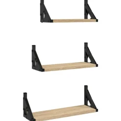 vidaXL Estanterías-Estantes de pared 3 pzas madera de ingeniería