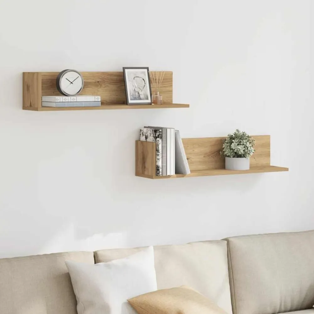 vidaXL Estanterías-Estantes de pared 2 uds madera 75x16,5x16,5 cm
