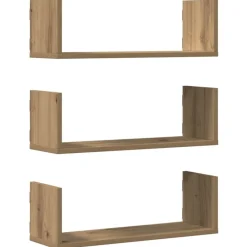 vidaXL Estantes de pared 3 uds madera ingeniería artisian 58x18x18 cm Roble Online