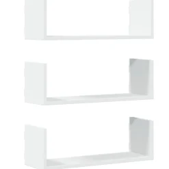 vidaXL Estantes de pared 2 uds madera ingeniería blanca 58x18x18 cm Blanco Discount