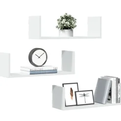 vidaXL Estantes de pared 2 uds madera ingeniería blanca 58x18x18 cm Blanco Discount