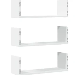 vidaXL Estantes de pared 2 uds madera ingeniería blanca 58x18x18 cm Blanco Discount