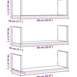 vidaXL Estantes de pared 2 uds madera ingeniería blanca 58x18x18 cm Blanco Discount