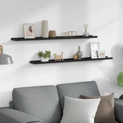 vidaXL Estantes de pared 2 unidades 100x9x3 cm Negro Clearance