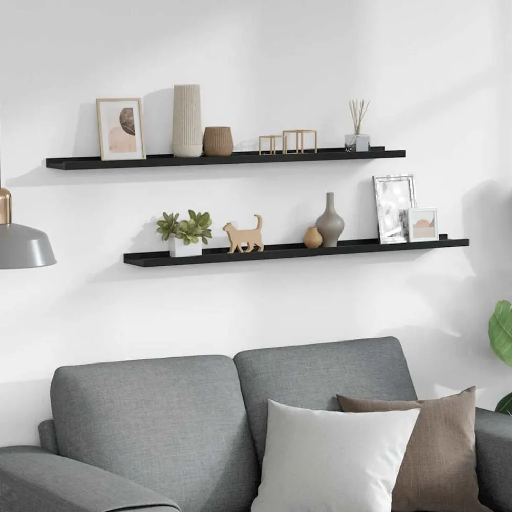 vidaXL Estantes de pared 2 unidades 100x9x3 cm Negro Clearance