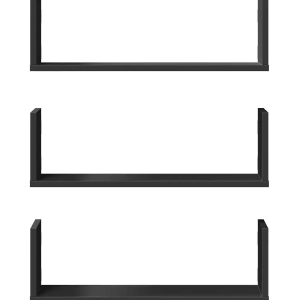 vidaXL Estantes de pared 3 uds madera de ingeniería 58x18x18 cm Negro Sale