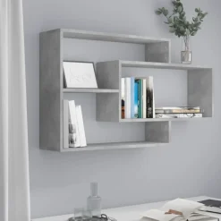 vidaXL Estantes de pared de contrachapada gris hormigón 104x20x58,5 cm Gris hormig&oacute;n Sale