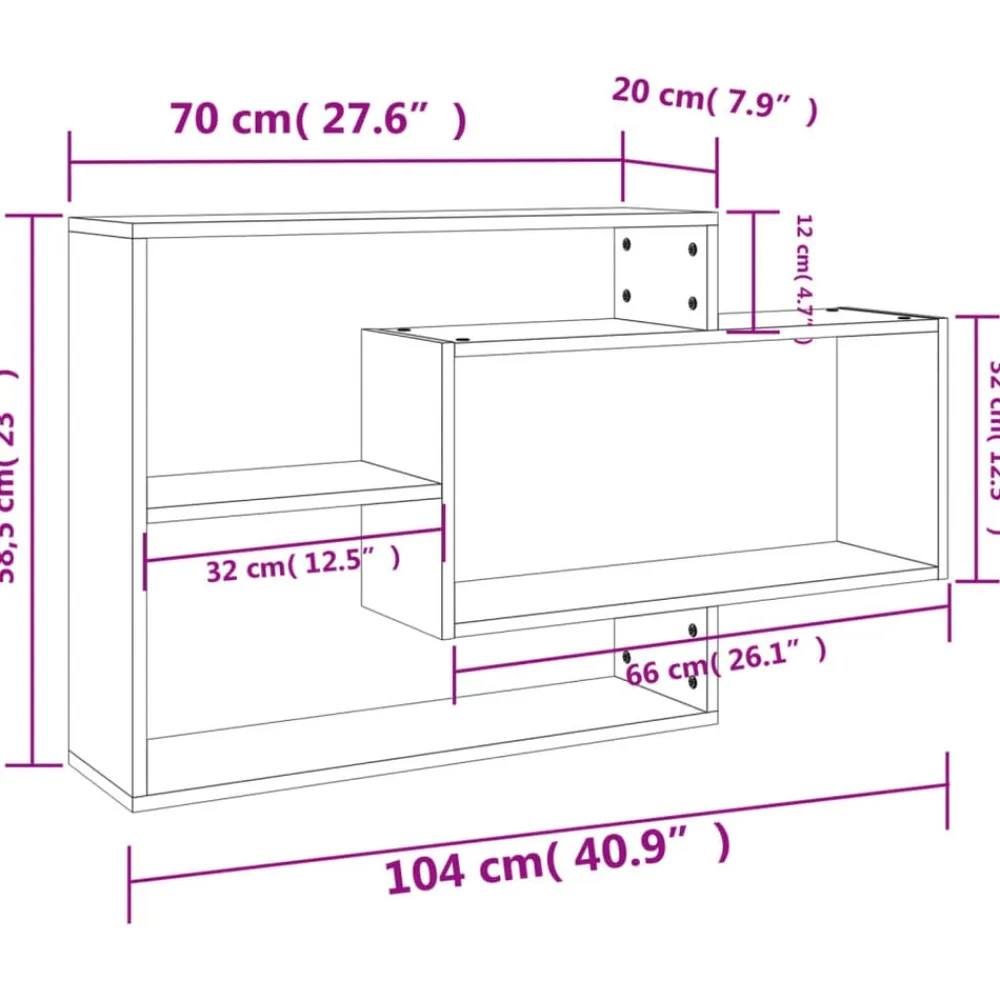 vidaXL Estantes de pared de contrachapada gris hormigón 104x20x58,5 cm Gris hormigón Sale