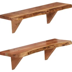 vidaXL Estantes de pared 2 uds madera maciza de acacia 60x20x18 cm Discount