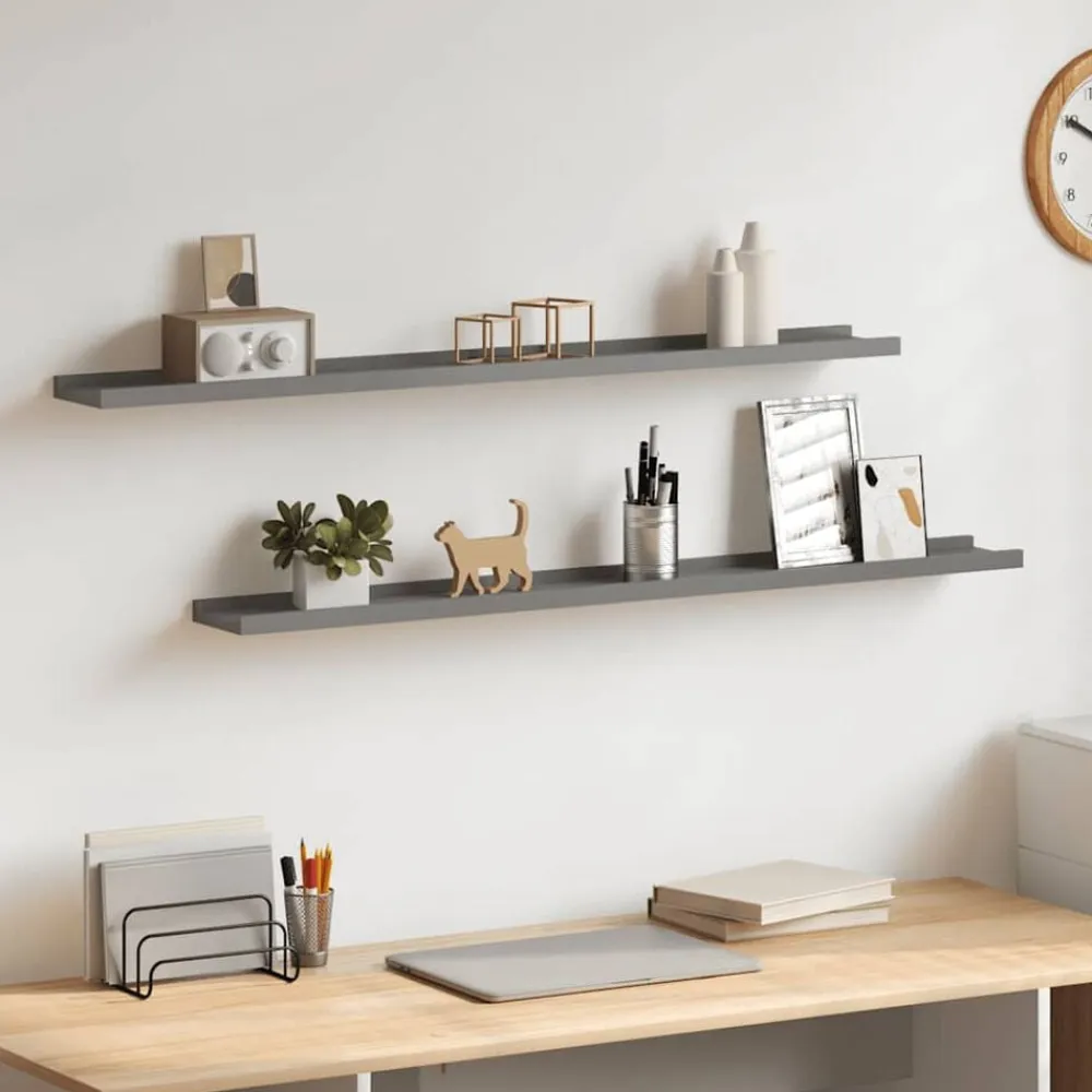 vidaXL Estantes de pared 2 unidades 100x9x3 cm Gris New