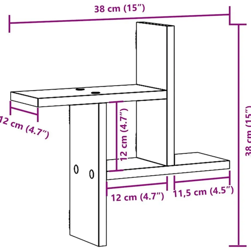 vidaXL Estantes de pared 2 uds madera ingeniería envejecida 38x12x38cm Madera antigua Online