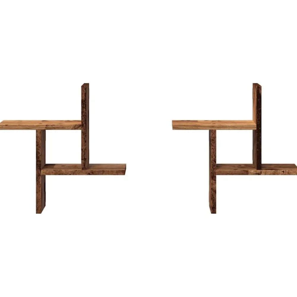 vidaXL Estantes de pared 2 uds madera ingeniería envejecida 38x12x38cm Madera antigua Online