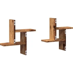 vidaXL Estantes de pared 2 uds madera ingeniería envejecida 38x12x38cm Madera antigua Online