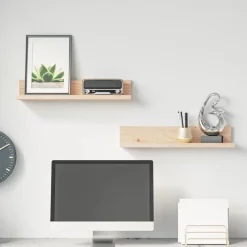 vidaXL Estanterías-Estantes de pared 2 uds madera maciza de pino 50x11x9 cm