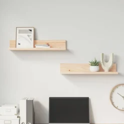 vidaXL Estanterías-Estantes de pared 2 uds madera maciza de pino 50x11x9 cm