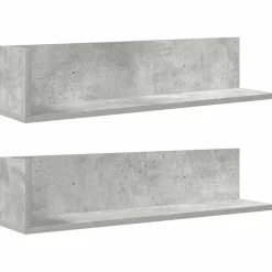 vidaXL Estantes de pared 2 uds madera gris hormigón 75x16,5x16,5 cm Gris hormigón Online