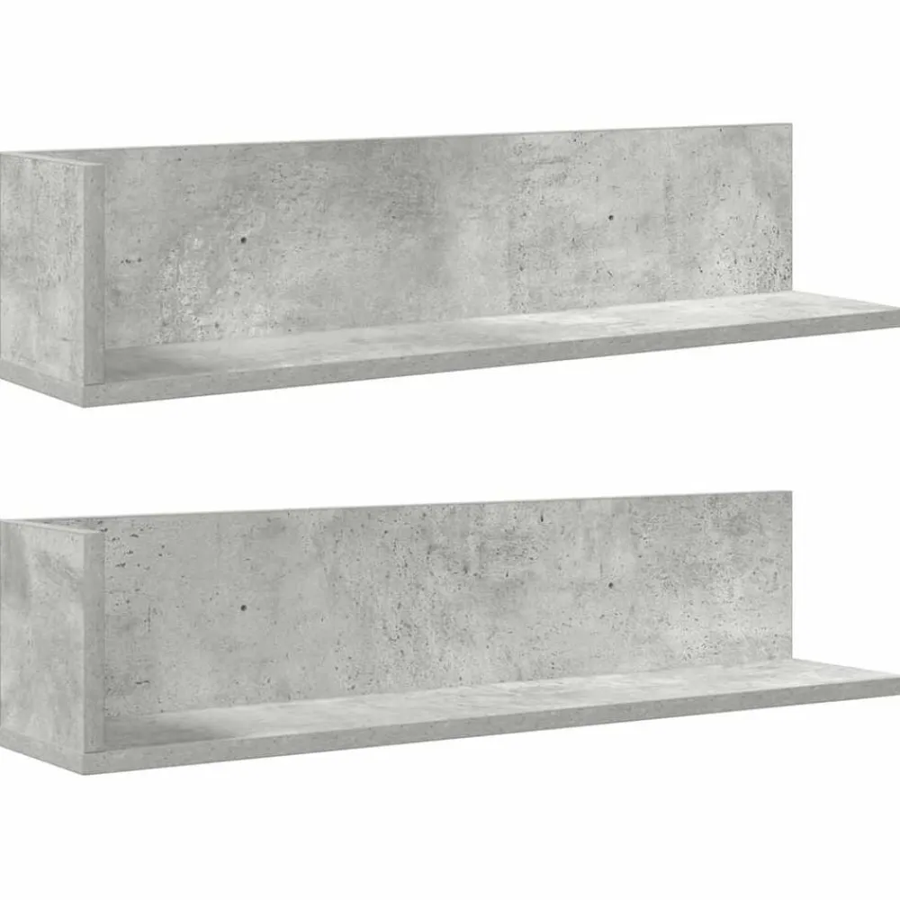 vidaXL Estantes de pared 2 uds madera gris hormigón 75x16,5x16,5 cm Gris hormigón Online