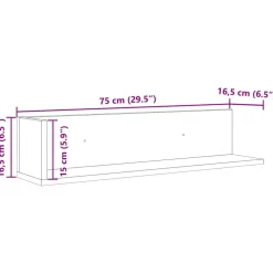 vidaXL Estantes de pared 2 uds madera gris hormigón 75x16,5x16,5 cm Gris hormigón Online