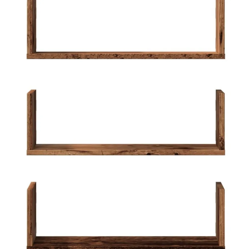 vidaXL Estanterías-Estantes de pared 3 uds madera ingeniería envejecida 58x18x18cm