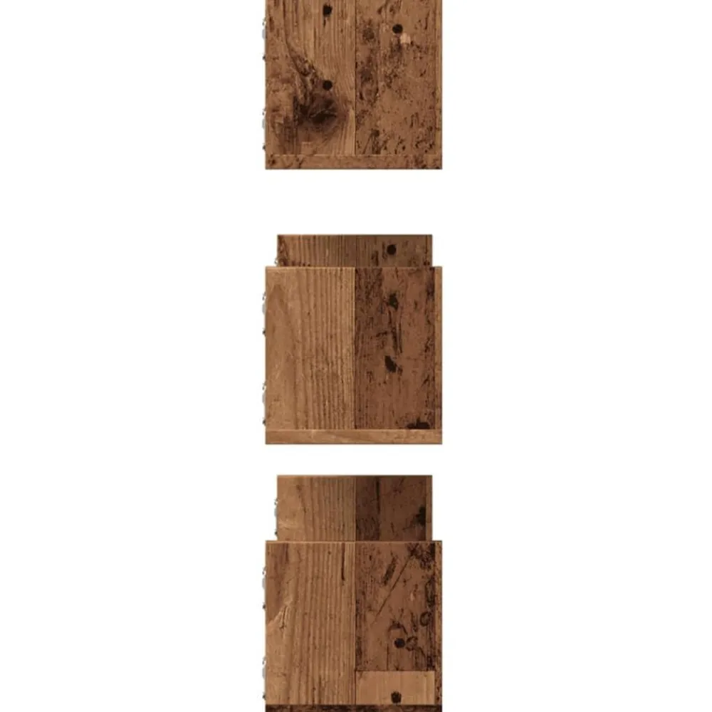 vidaXL Estanterías-Estantes de pared 3 uds madera ingeniería envejecida 58x18x18cm