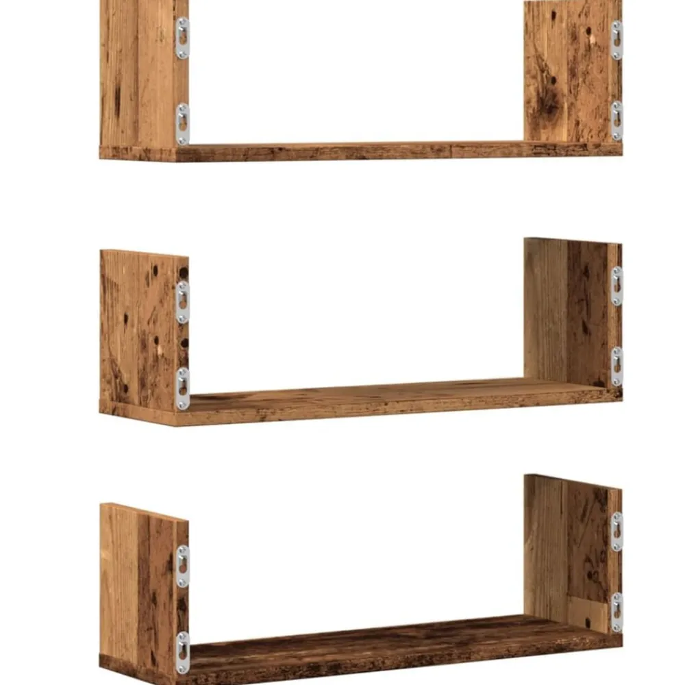 vidaXL Estanterías-Estantes de pared 3 uds madera ingeniería envejecida 58x18x18cm