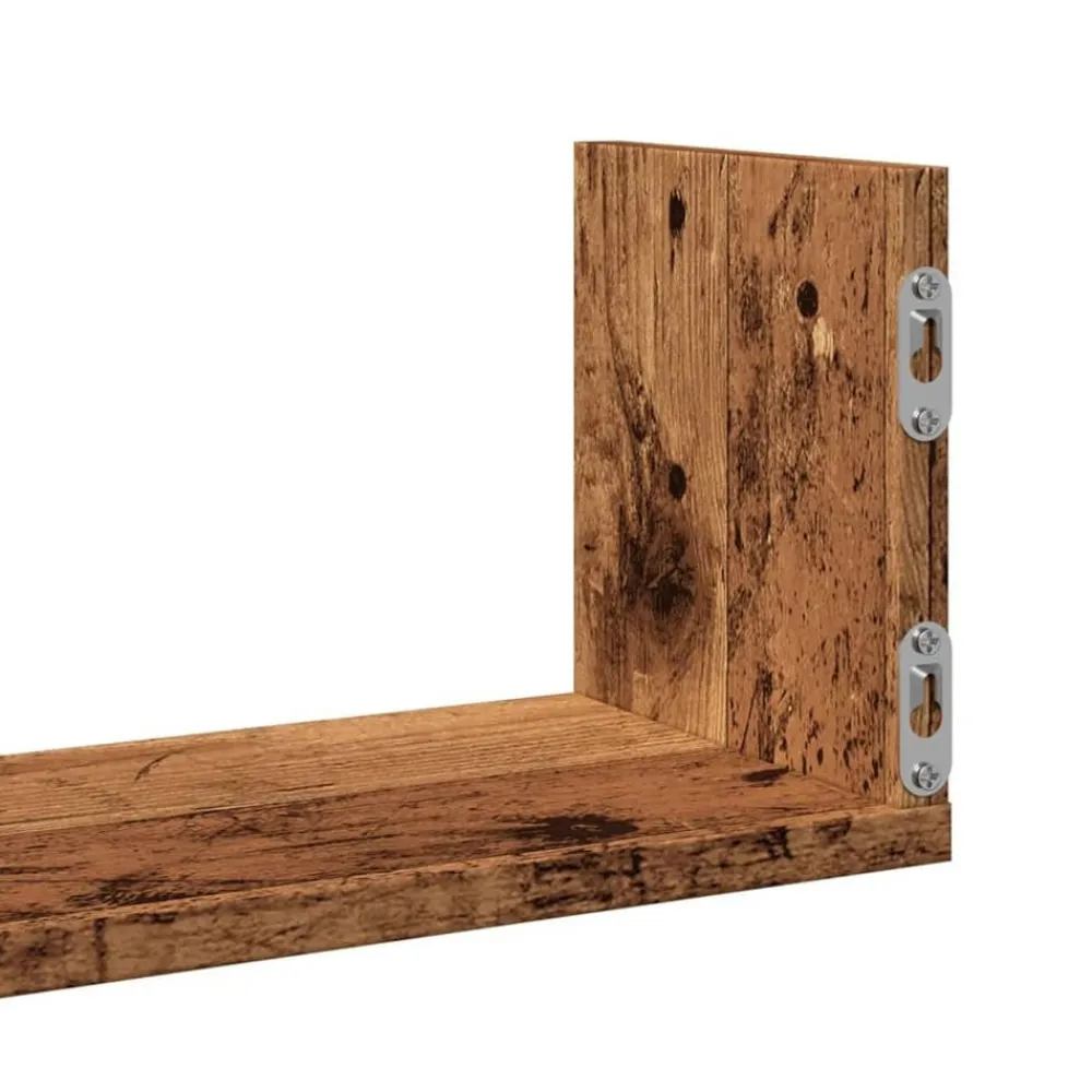vidaXL Estanterías-Estantes de pared 3 uds madera ingeniería envejecida 58x18x18cm