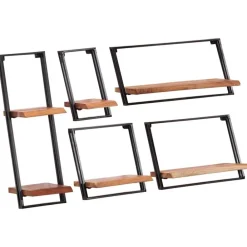 vidaXL Estantes de pared 5 unidades madera maciza acacia Sale
