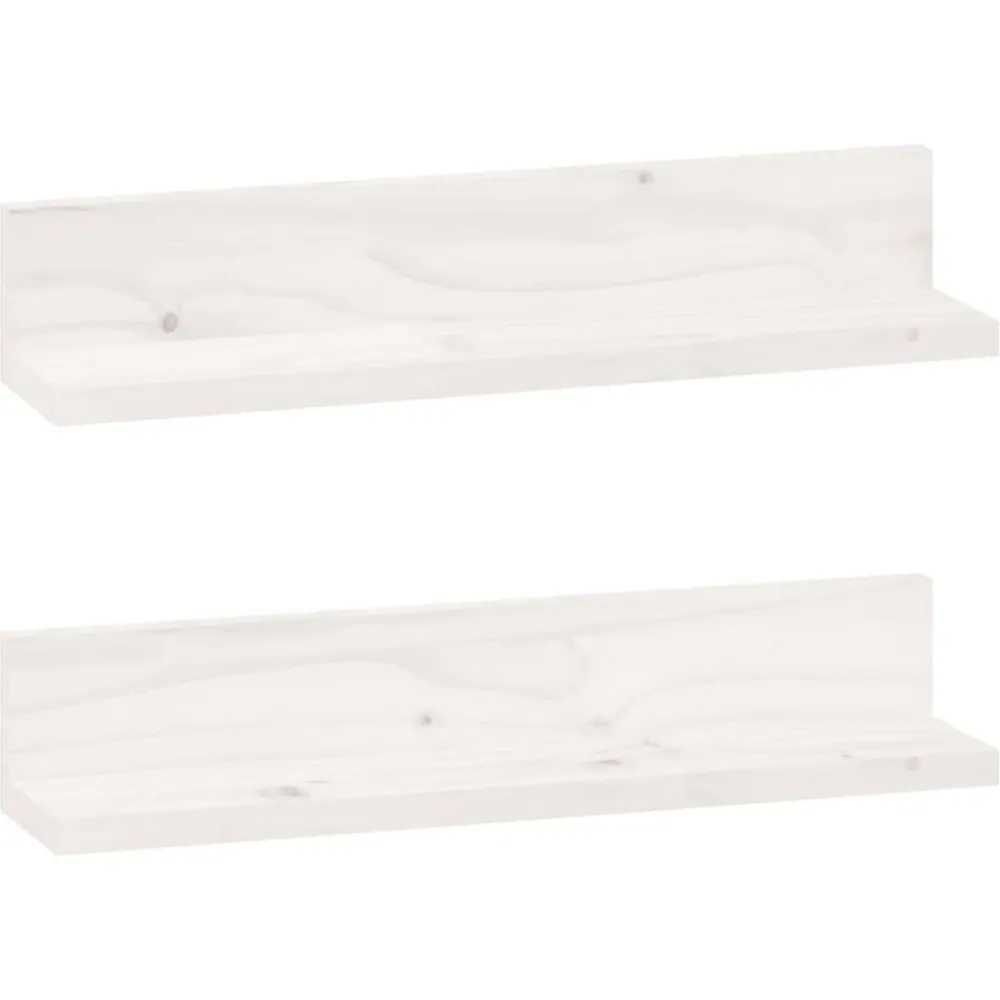 vidaXL Estantes de pared 2 uds madera maciza de pino 50x11x9 cm Blanco Sale