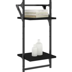 vidaXL Estanterías-Estantes de pared 2 niveles con barras 2 uds 30x25x65 cm